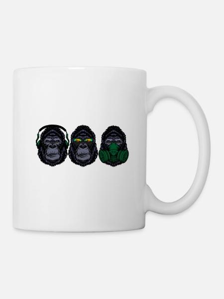3 Gorilles sages | Trois gorilles sages - Mug blanc - blanc