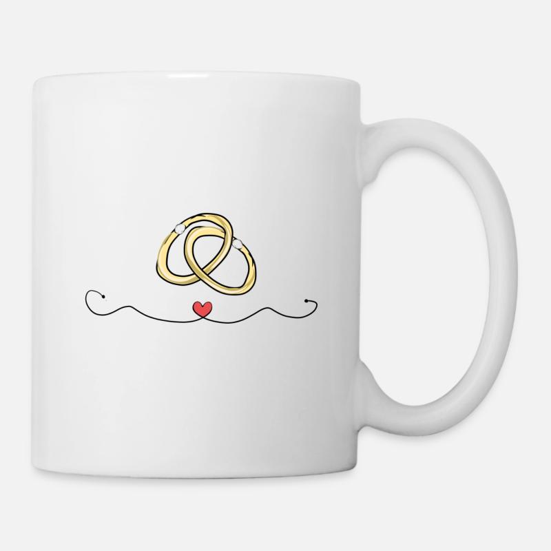 Bagues de mariage Cœur Amour Mariage - Mug blanc - blanc