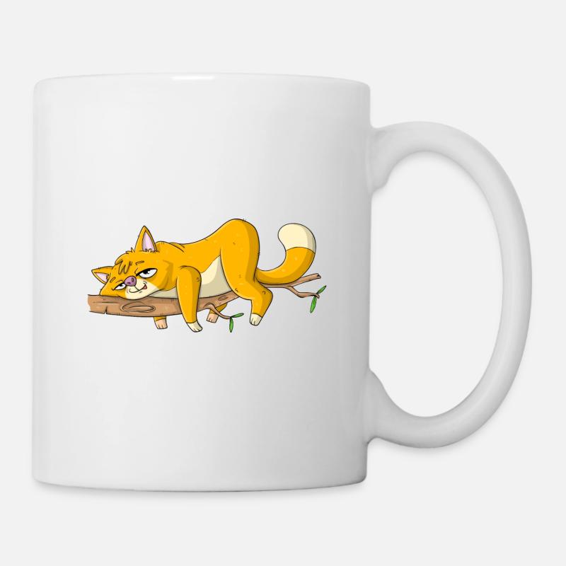 Chat paresseux / Chat endormi - Mug blanc - blanc