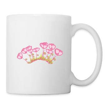 blumen rosa grass symbol pflanze - Tasse - Weiß - Rechts