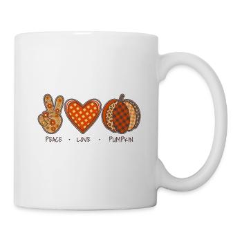 Pumpkins Peace Love Pumpkin Kürbis Herbst Ästhetik - Tasse - Weiß - Rechts