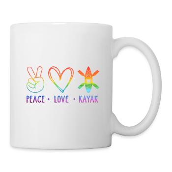 Peace Love Kayak Canoe Kayaking Rower Rowing Paddl - Tasse - Weiß - Rechts