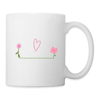 zwei blumen linie herz - Tasse - Weiß - Rechts