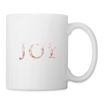 JOY! Blumen-Muster, personalisierbar - Tasse - Weiß - Rechts