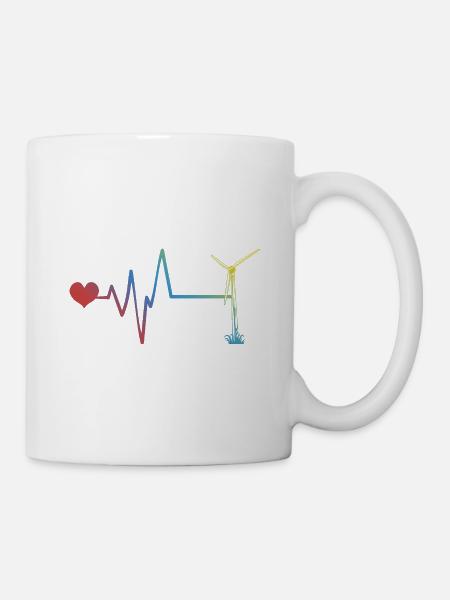 Windrad Puls Herzschlag Energie - Tasse - Weiß