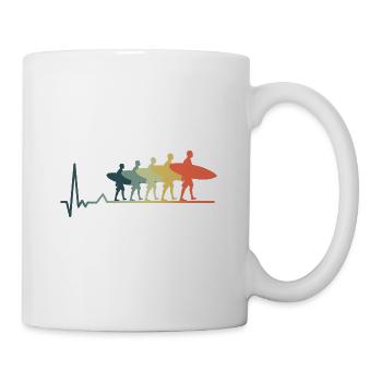 Surfer Herzschlag Surfing Geschenkidee - Tasse - Weiß - Rechts