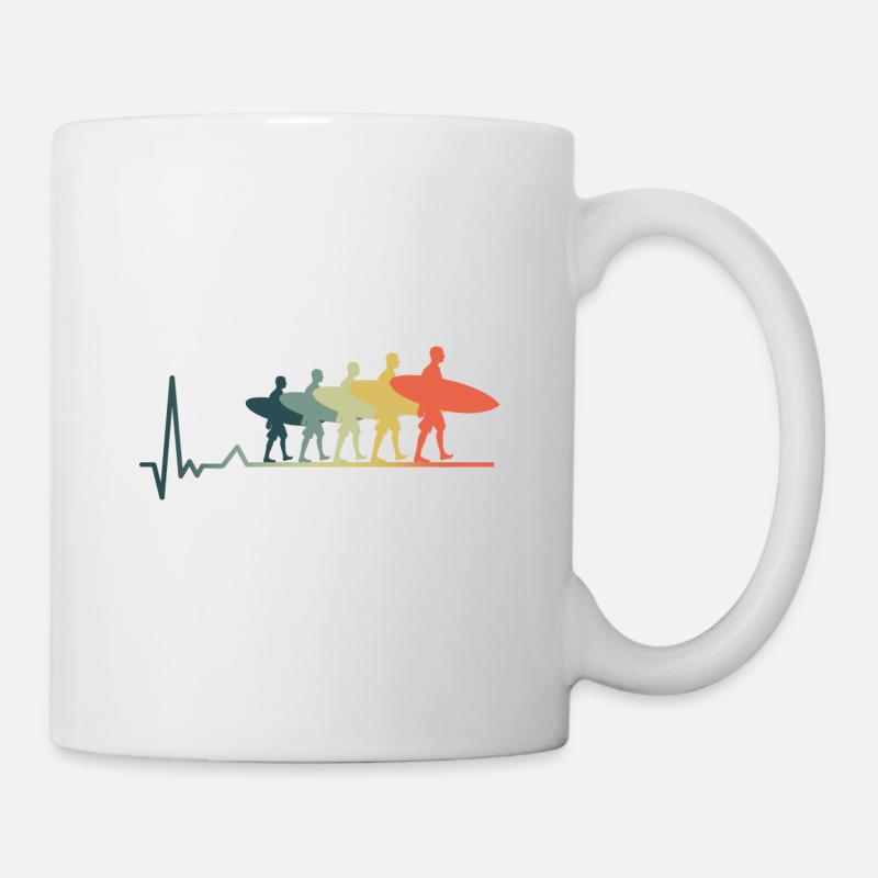 Surfer Herzschlag Surfing Geschenkidee - Tasse - Weiß