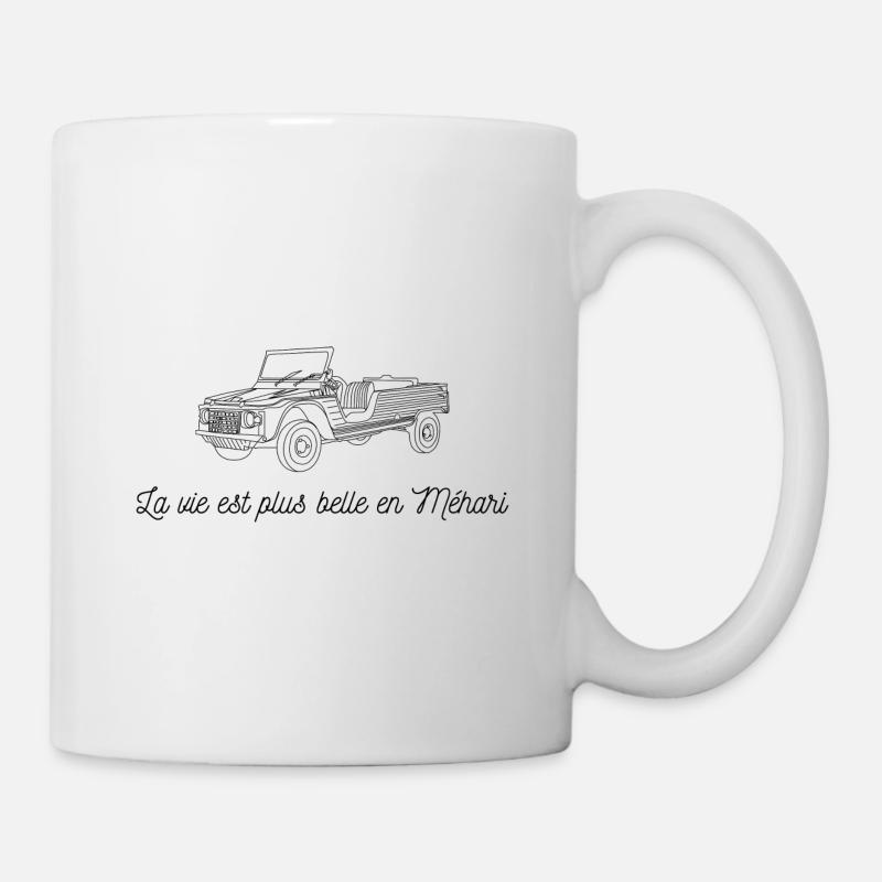 La vie est plus belle en Méhari - dessin noir - Mug blanc - blanc