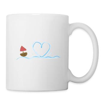 herz wasser schwimmen boot - Tasse - Weiß - Rechts