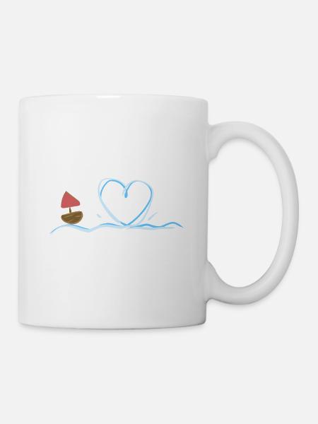 herz wasser schwimmen boot - Tasse - Weiß