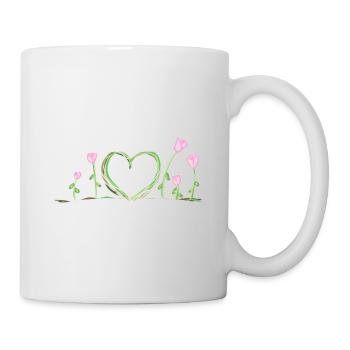 herz natur blumen rosen klimaschutz naturliebe - Tasse - Weiß - Rechts