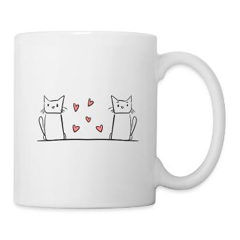 deux chats animaux animal doux cœur amis - Mug blanc - blanc - Droite