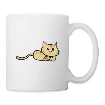 katze liegend neugierig süß tier - Tasse - Weiß - Rechts
