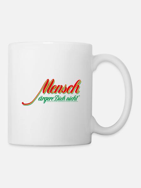 Mensch Ärgere Dich Nicht - Rot-Grünes Logo - Tasse - Weiß