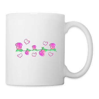 Pink plants line flower rose stroke flowers - Mug - white - Right