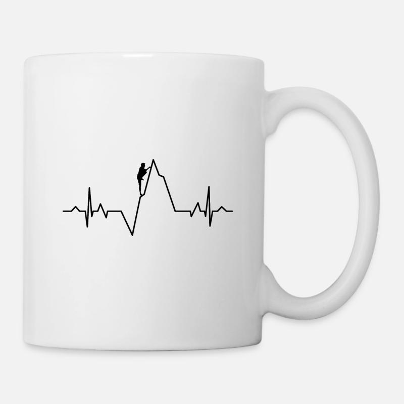 Ecg Heartbeat Graphic Bouldering Mountaineering Bo - Tasse - Weiß