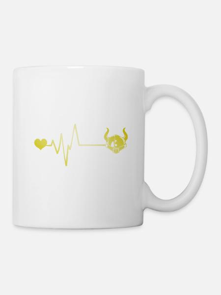 Wikinger Helm Puls Herz Liebe - Tasse - Weiß