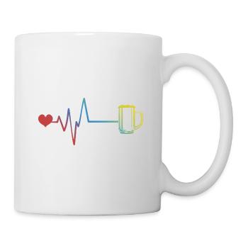 Bier Glas Bierkrug Puls Herzschlag - Tasse - Weiß - Rechts