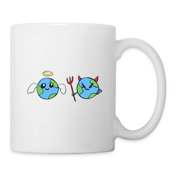 lieb böse Engel Teufel Erde Welt symbol - Tasse - Weiß - Rechts