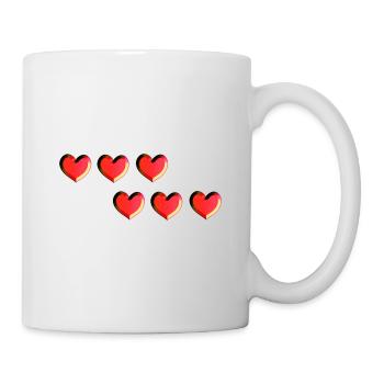 sechs herzen rot glitzer muster - Tasse - Weiß - Rechts