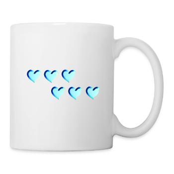 sechs herzen blau glitzer muster - Tasse - Weiß - Rechts