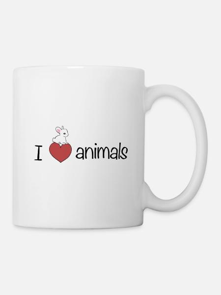 ich liebe tiere Hase tierliebe - Tasse - Weiß
