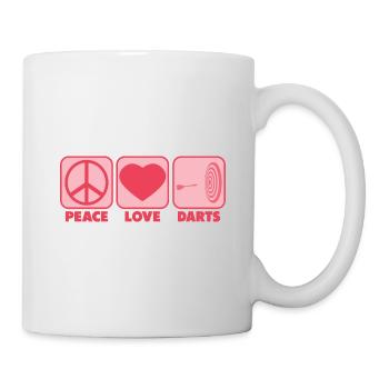 Dart Girl Mädchen Sprüche Lustige Pink Peace Love - Tasse - Weiß - Rechts