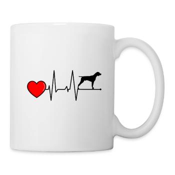 Deutsch Drahthaar DD Hund Herzschlag - Tasse - Weiß - Rechts
