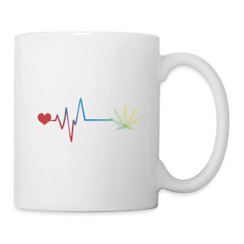 Hemp Leaf Pulse Heartbeat Cannabis - Mug - white - Right