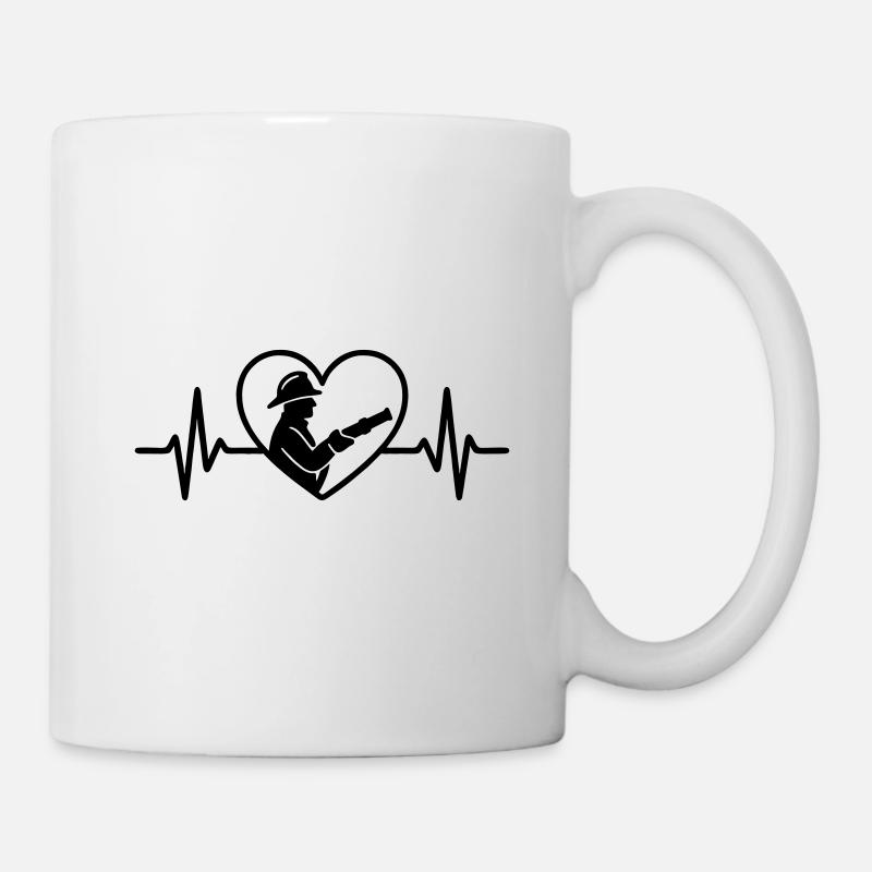Feuerwehrhelm Herz - Tasse - Weiß