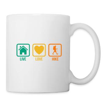 Live Love Hike Mountaineering Trekking Hiker Outdo - Tasse - Weiß - Rechts