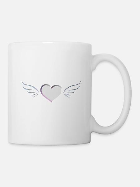 symbole du cœur d’ange argenté - Mug blanc - blanc