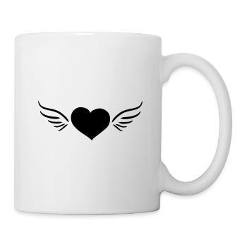 heart angel wings symbol protector - Mug - white - Right