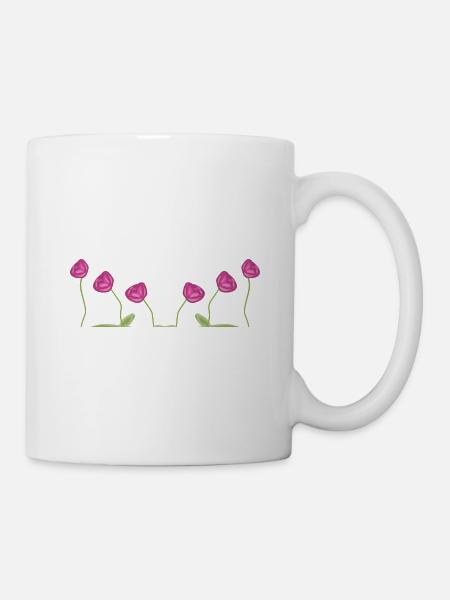 pinke rosen blumen symbol pflanze - Tasse - Weiß