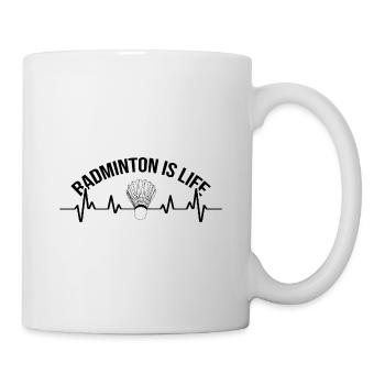 Ecg Heartbeat Badminton Player Shuttlecock Sports - Tasse - Weiß - Rechts