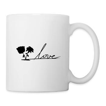 zwei blumen liebe symbol pflanzen - Tasse - Weiß - Rechts