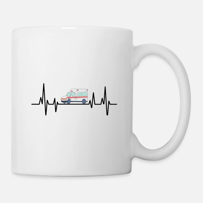 Battement de cœur Ambulancier EMS Conducteurs paramédicaux P - Mug blanc - blanc