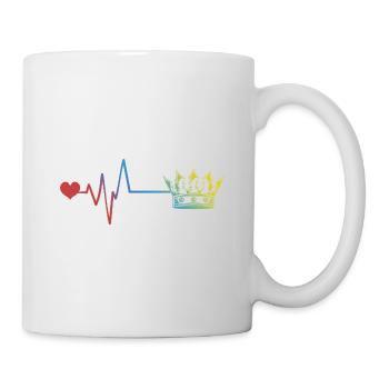 Battements de cœur de pouls de la couronne royale - Mug blanc - blanc - Droite