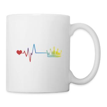 Couronne Silhouette Pulsation Battement de cœur - Mug blanc - blanc - Droite