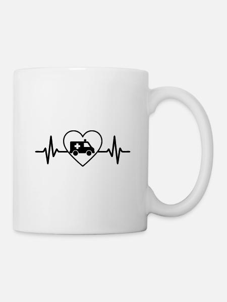 Notfall-Krankenwagen Rettung Herz-Krankenwagen - Tasse - Weiß