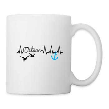 Baltique coeur rythme Ancre mouette côte vacances plage M - Mug blanc - blanc - Droite