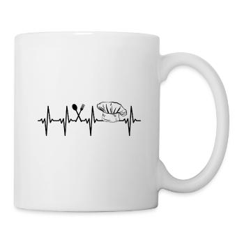 Cuisinier casquette battement de coeur ECG chef - Mug blanc - blanc - Droite
