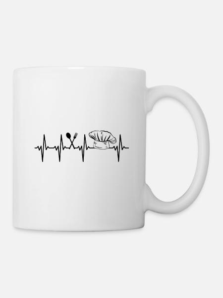 Cuisinier casquette battement de coeur ECG chef - Mug blanc - blanc