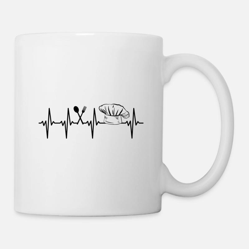Cuisinier casquette battement de coeur ECG chef - Mug blanc - blanc