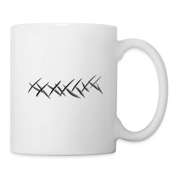 cross lines line metal shiny gray strokes - Mug - white - Right