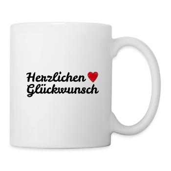 Herzlichen Glückwunsch - Tasse - Weiß - Rechts