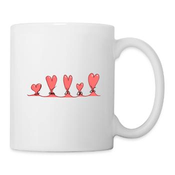 boucle ligne coeurs rouge - Mug blanc - blanc - Droite