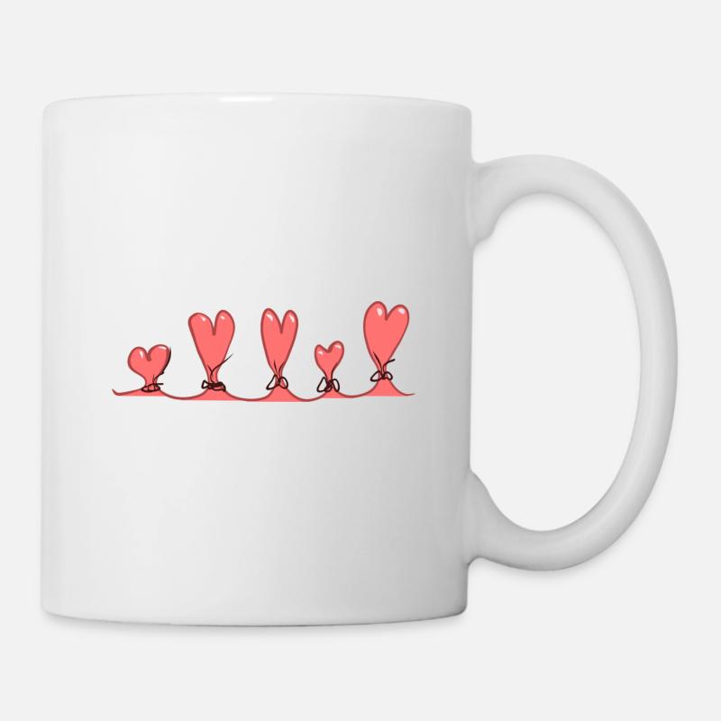 schleife linie herzen rot - Tasse - Weiß