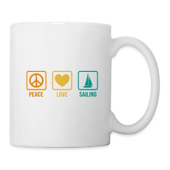 Peace Love Sailing Sailboat Sailor Captain Skipper - Tasse - Weiß - Rechts