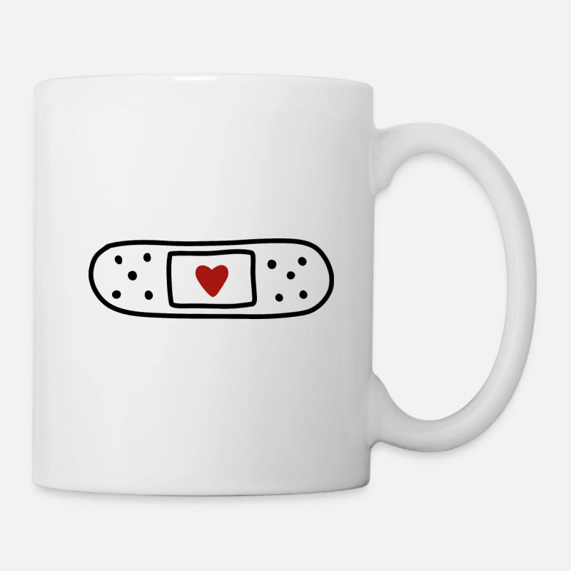 Pflaster Herz Doodle - Tasse - Weiß
